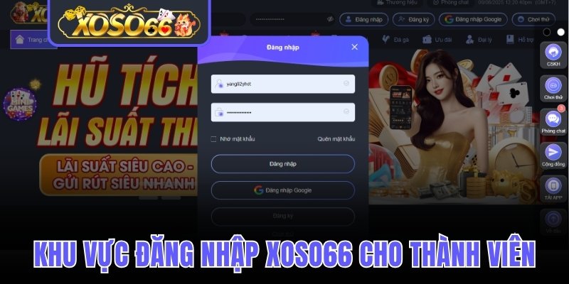 Khu vực đăng nhập Xoso66 cho thành viên