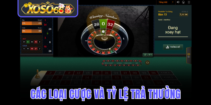 Thông tin về các loại cược và tỷ lệ trả thưởng